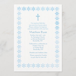 Blauer Schablone-Blumen-Rahmen Einladung