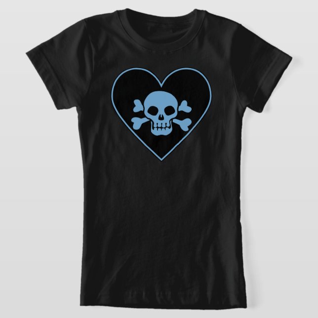 Blauer Schädel im Herzen T-Shirt (Ablage )