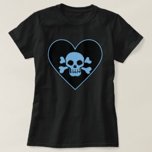 Blauer Schädel im Herzen T-Shirt