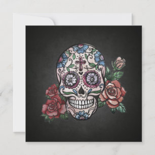 Blauer Schädel von los Muertos Party Einladung