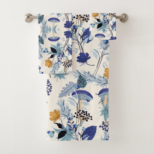 Blauer Schatten-Herbst-Garten Badhandtuch Set (Insitu)