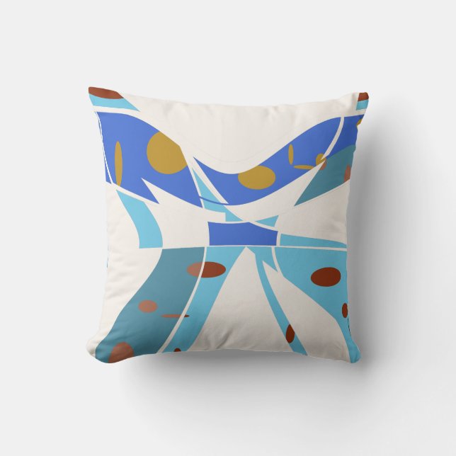 Blauer Schatten mit Dots Off-White Abstrakt Butter Kissen (Vorderseite)
