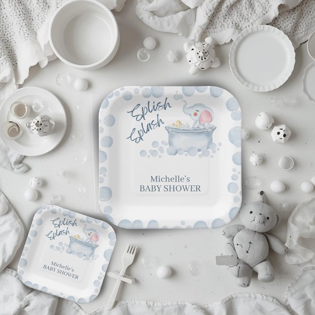 Blauer Schaumbad-Tier-Baby-Party Pappteller (Von Creator hochgeladen)