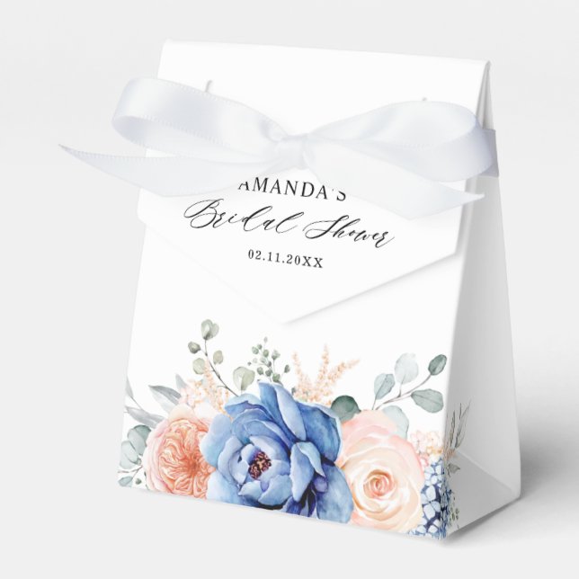 Blauer Schieferschiefer Rosa Rosa Blüte Geschenkschachtel (Vorderseite)