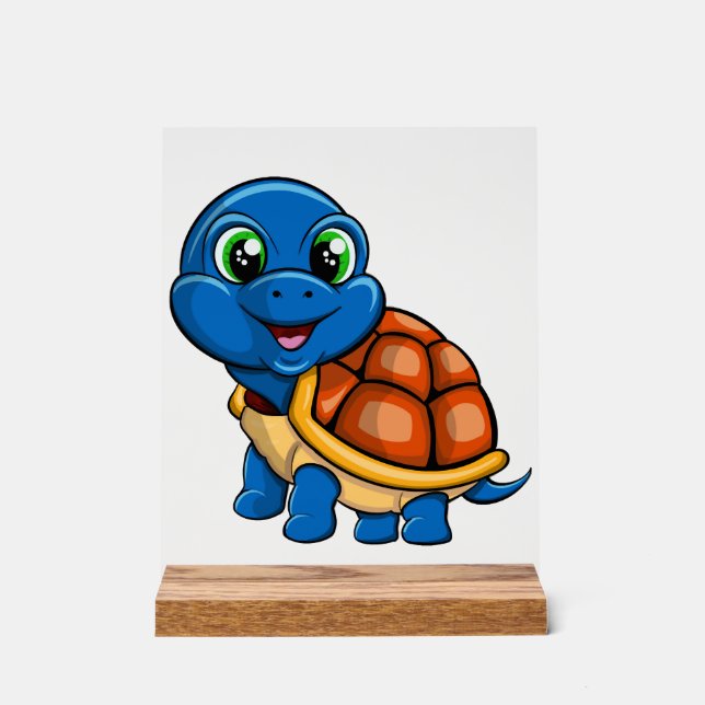 Blauer Schildkrötenaufkleber Acrylschild (Vorderseite)