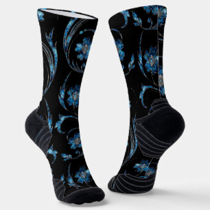 Blauer Schimmer Floral 2 Socken