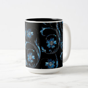 Blauer Schimmer Floral 2 Zweifarbige Tasse