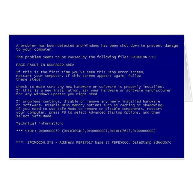 Blauer Schirm des Todes (Vorderseite (Horizontal))