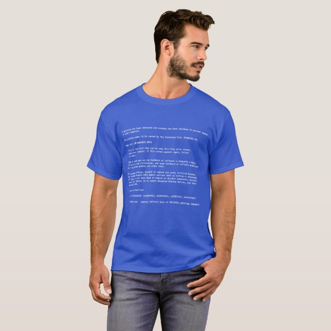 Blauer Schirm des Todes - vorderer Entwurf T-Shirt (Vorne ganz)