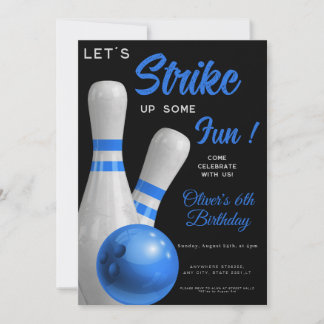 Blauer Schlag Auf geht's zum Spaß beim Bowling-Geb Einladung