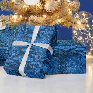 Blauer Schlangenhautdruck Geschenkpapier