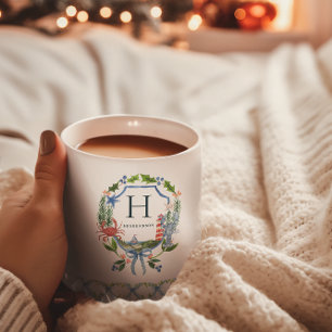 Blauer Schleifen Küsten-Weihnachten Nautisches Mon Kaffeetasse