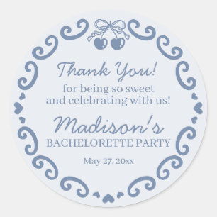 Blauer Schleifen Retro Herz Coquette Torte Jungges Runder Aufkleber