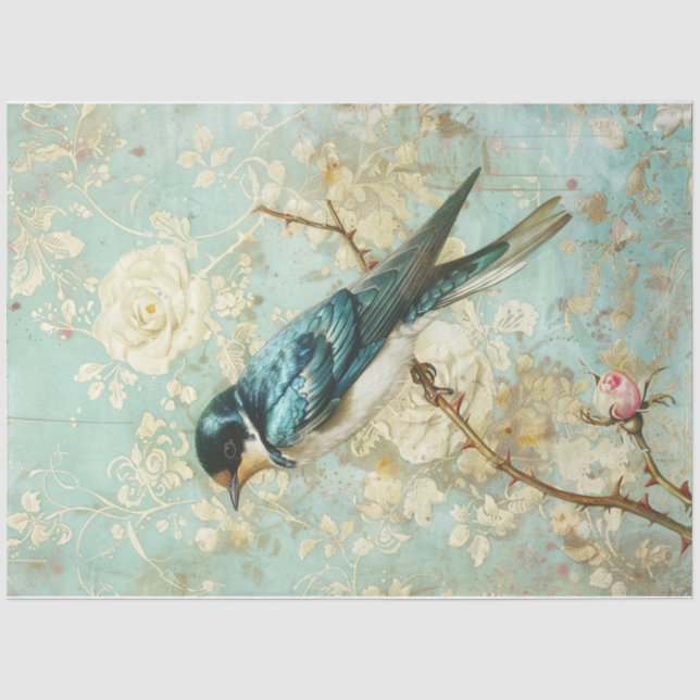 Blauer Schlucken Seidenpapier (Vorderseite)