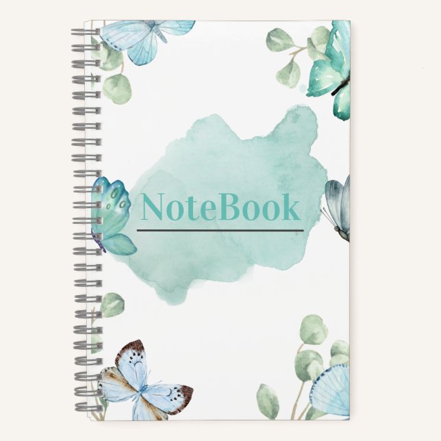 Blauer Schmetterling 5,5" x 8,5" Notizbuch (Vorderseite)