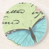 Blauer Schmetterling auf Aquamariner Postkarte