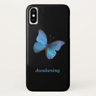 Blauer Schmetterling auf Schwarz Case-Mate iPhone Hülle