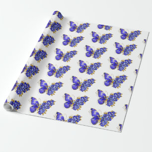 Blauer Schmetterling aus Saphir Geschenkpapier