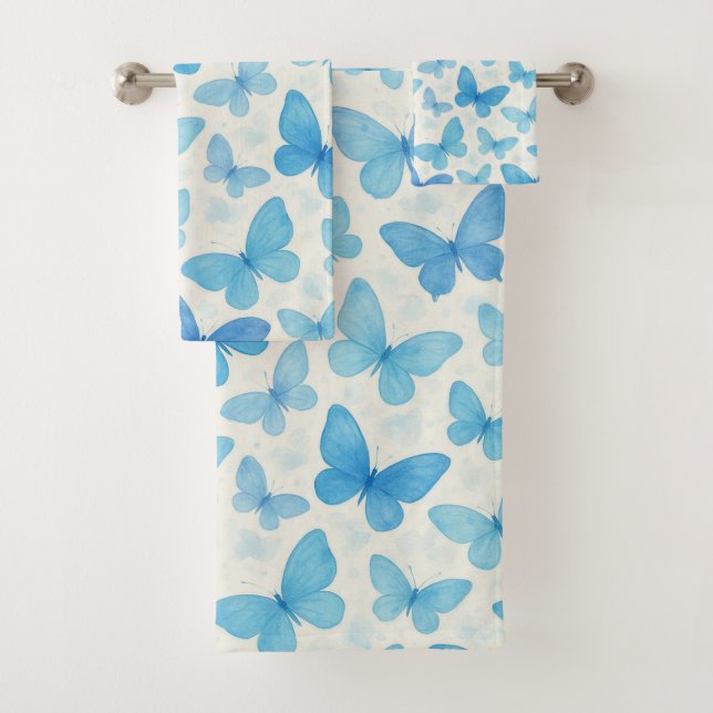 Blauer Schmetterling Badhandtuch Set (Insitu)