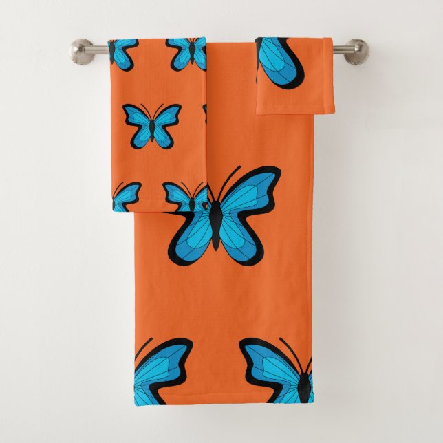 Blauer Schmetterling Badhandtuch Set (Insitu)