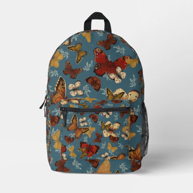 Blauer Schmetterling Bedruckter Rucksack (Vorderseite)