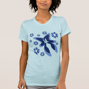 Blauer Schmetterling blüht T-Shirt
