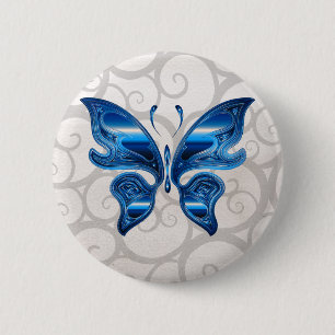 Blauer Schmetterling Button