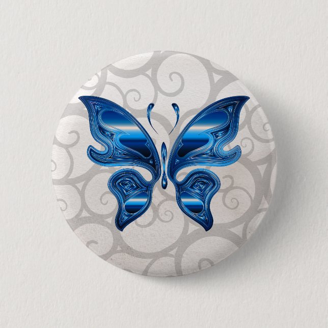Blauer Schmetterling Button (Vorderseite)