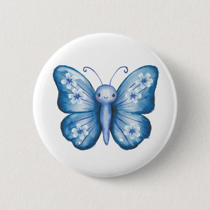 Blauer Schmetterling Button