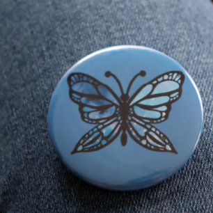 Blauer Schmetterling Button