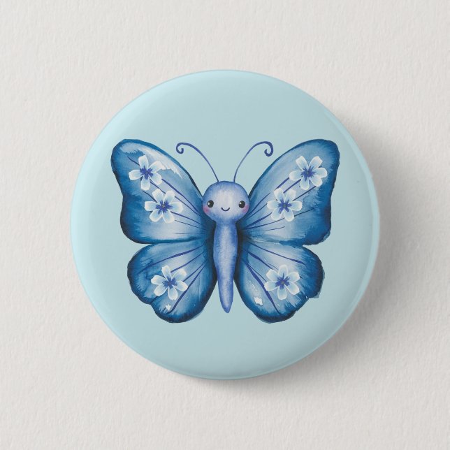 Blauer Schmetterling Button (Vorderseite)