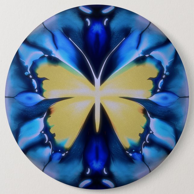 Blauer Schmetterling-Button in der Gefärbte Krawat Button (Vorderseite)