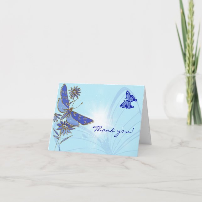 Blauer Schmetterling Dankeskarte (Vorderseite)
