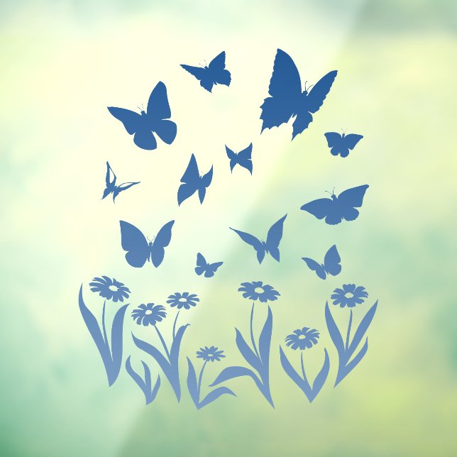 Blauer Schmetterling Decal Butterfly Blume Klammer Fensteraufkleber (Blatt 3)