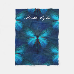 Blauer Schmetterling der Freude und des Glücks Fleecedecke