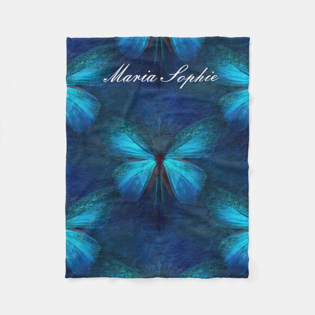 Blauer Schmetterling der Freude und des Glücks Fleecedecke (Vorderseite)