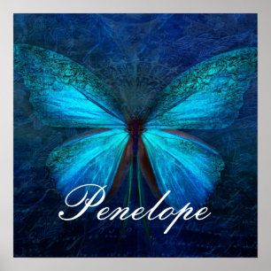 Blauer Schmetterling der Freude und des Glücks Poster