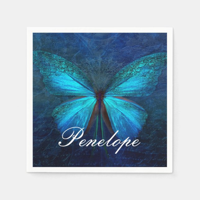 Blauer Schmetterling der Freude und des Glücks Serviette (Vorderseite)