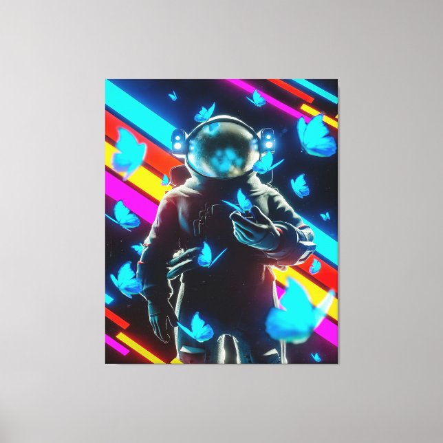 Blauer Schmetterling-Design farbig | Schmetterling Leinwanddruck (Vorderseite)