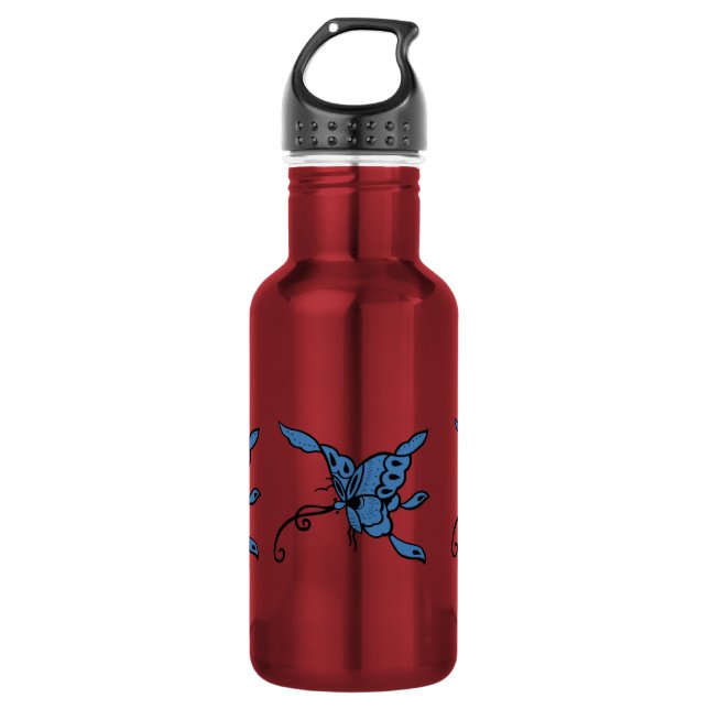 Blauer Schmetterling Edelstahlflasche (Vorderseite)
