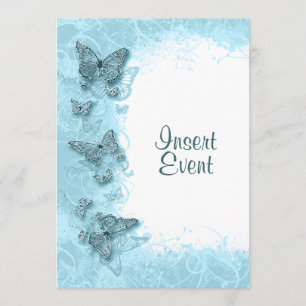 Blauer Schmetterling elegante Hochzeit zum Geburts Einladung