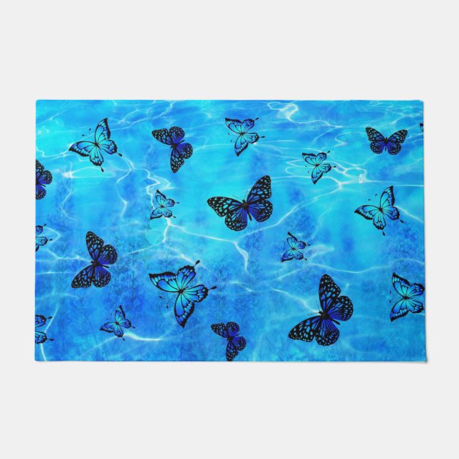 Blauer Schmetterling Fußmatte (Vorderseite)