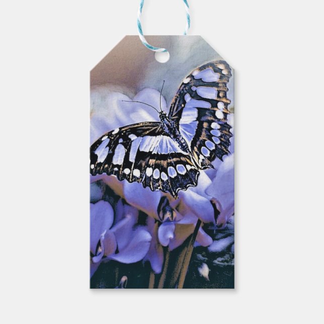 Blauer Schmetterling Geschenkanhänger (Vorderseite)