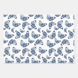 Blauer Schmetterling Geschenkpapier Set