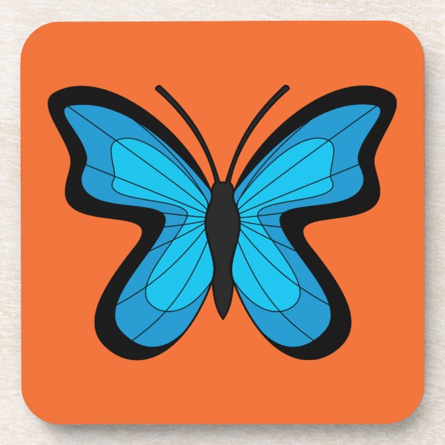 Blauer Schmetterling Getränkeuntersetzer (Vorderseite)