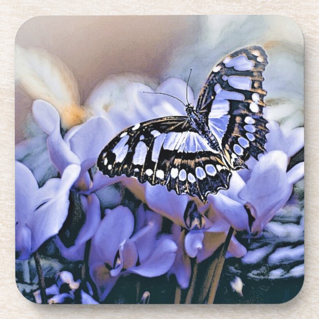 Blauer Schmetterling Getränkeuntersetzer (Vorderseite)