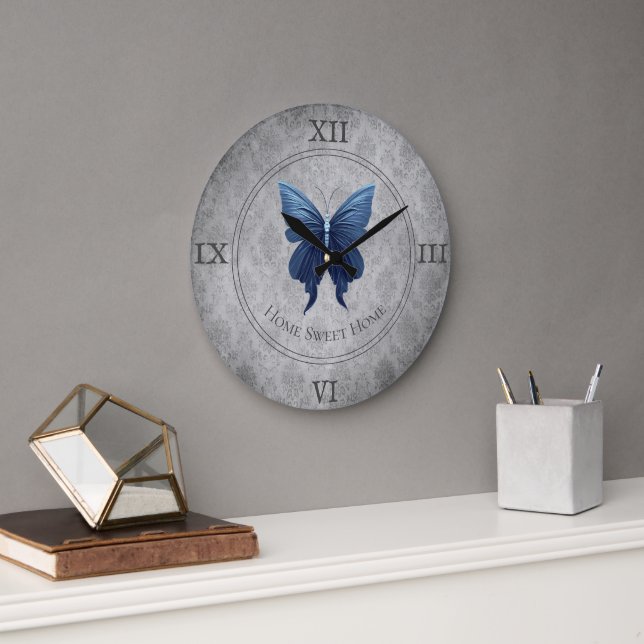 Blauer Schmetterling Große Wanduhr (Büro)