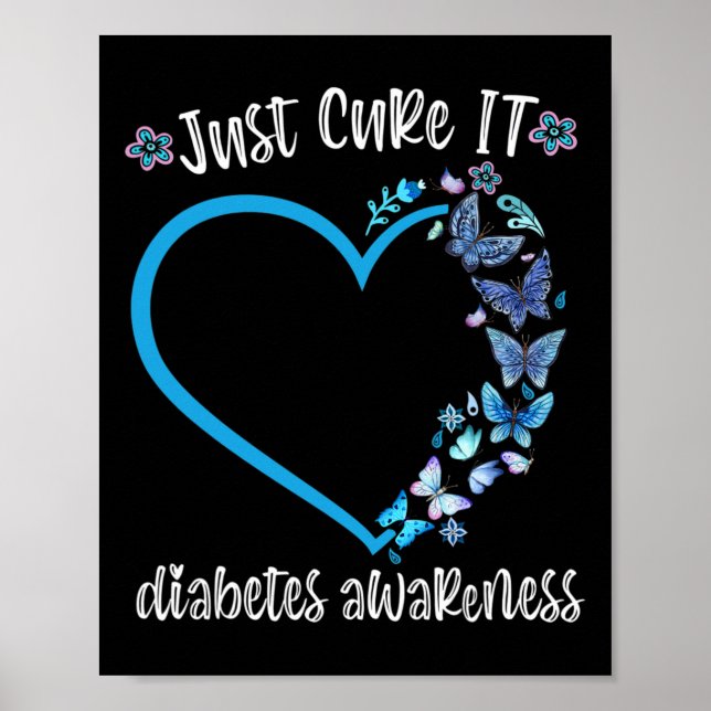 Blauer Schmetterling heilt es Diabetes im November Poster (Vorne)