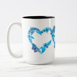 Blauer Schmetterling Herz Zweifarbige Tasse