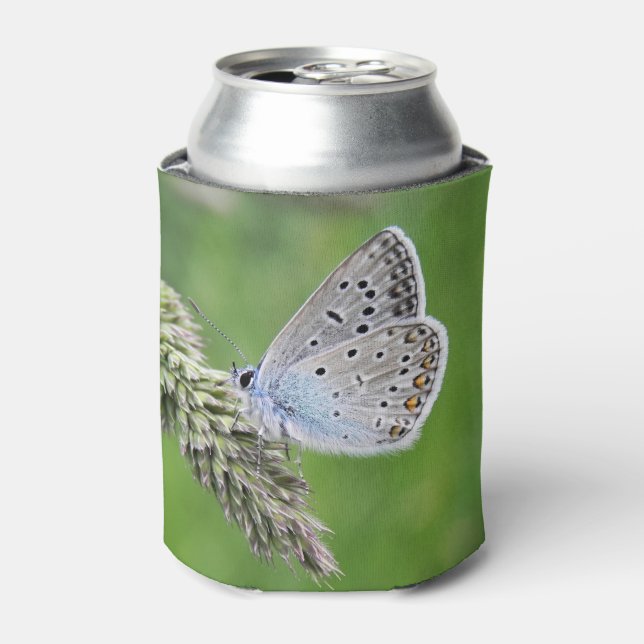 Blauer Schmetterling im Gras Dosenkühler (Kanne Vorderseite)